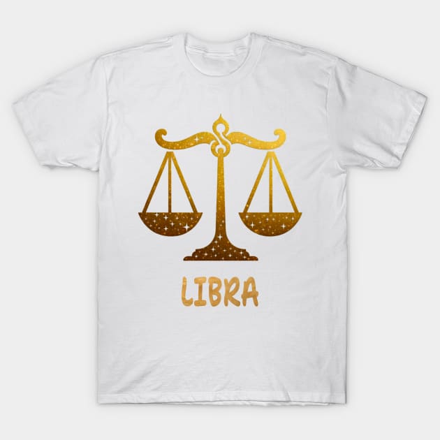 silhouette golden Libra Zodiac Sign Astrology born September October November Birthday Libra Zodiac Horoscope September October November Birthday T-Shirt by First Phenixs